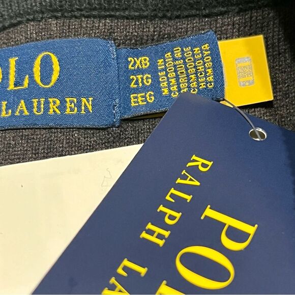 POLO Ralph Lauren New Black Waffle Knit Sweater‎ Sz 2X B Crewneck Black Casual - Picture 13 of 15